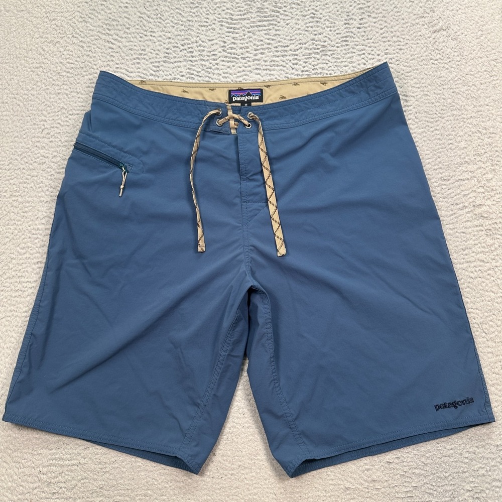 Patagonia Men's Size 36 Wavefarer Board Shorts Blue Zip Pocket 86542 10"